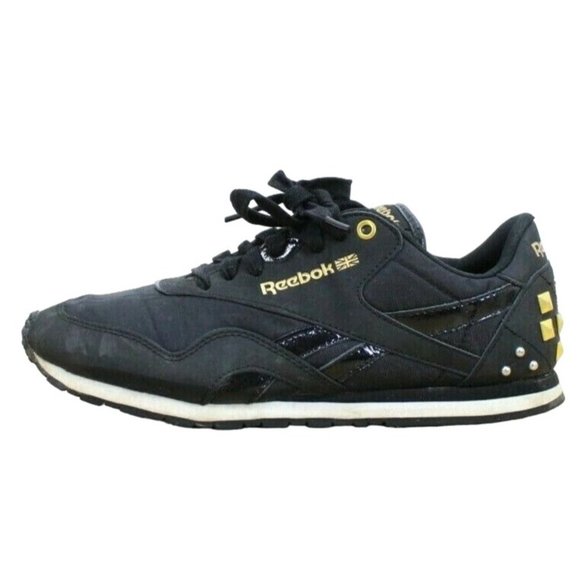 Reebok Shoes - REEBOK Classic Black Canvas Lace-up Studded Detail Sneakers Shoes Size 7.5